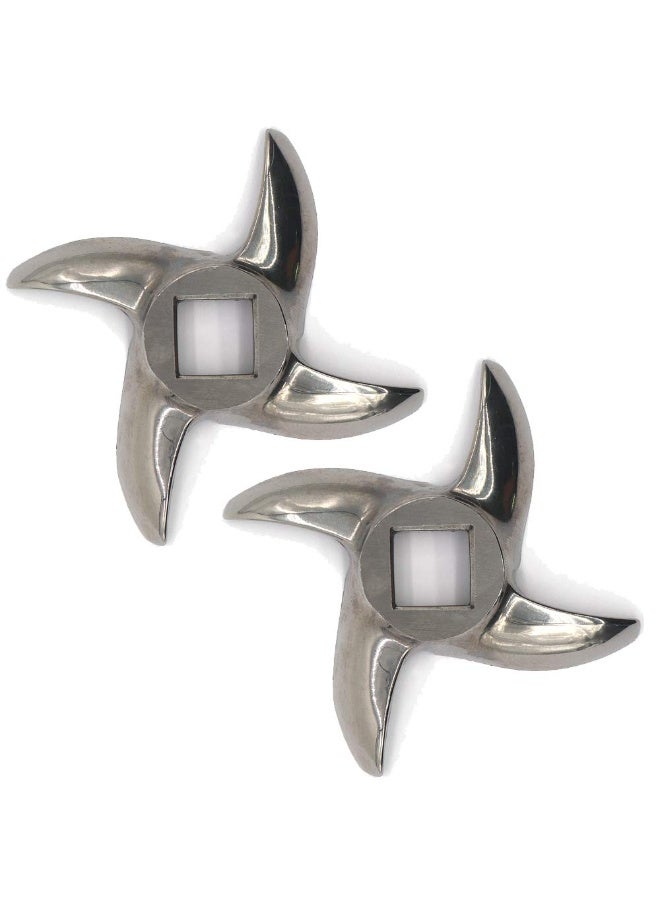 KISSUN 2 Pack #12 Meat Grinder Blade Stainless Steel Knife Cutter Replacement for Grinders, Please check the size and shape - Image 1