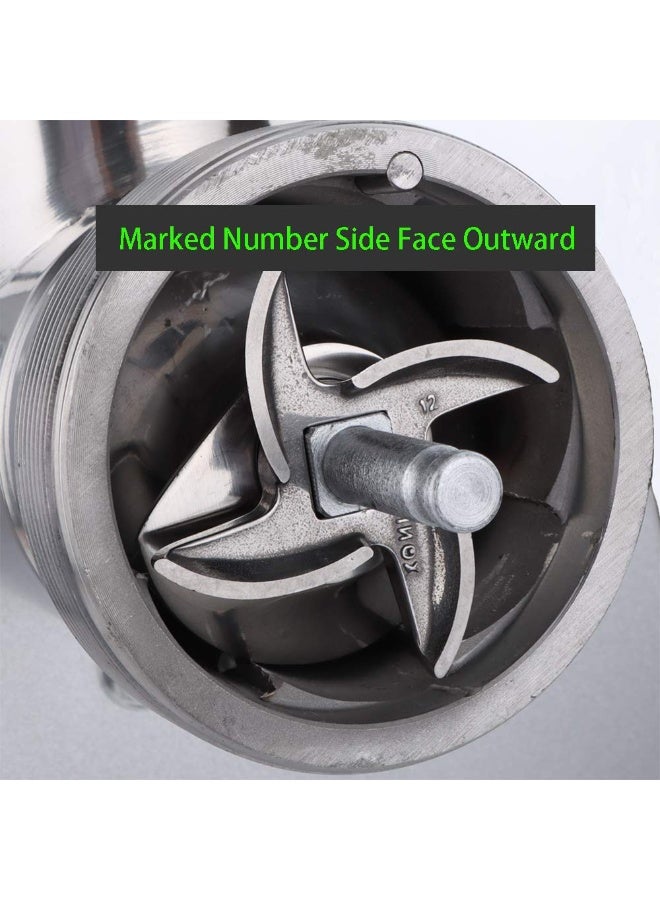 KISSUN 2 Pack #12 Meat Grinder Blade Stainless Steel Knife Cutter Replacement for Grinders, Please check the size and shape - Image 2