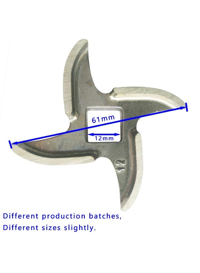 KISSUN 2 Pack #12 Meat Grinder Blade Stainless Steel Knife Cutter Replacement for Grinders, Please check the size and shape - Image 3