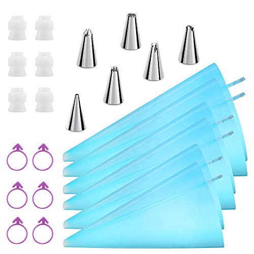 Kasmoire Reusable Piping Bags and Tips Set, Cake Decorating Tools with Icing Pastry Bags, Icing Bags Tips, Couplers and Frosting Bags Ties for Cookie Cupcakes - Image 1