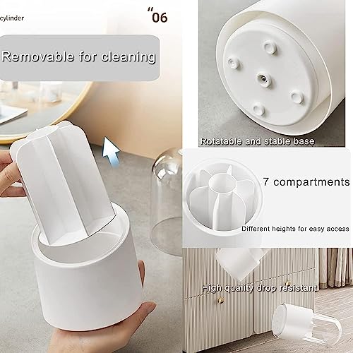 FOKRIM Makeup Brush Holder Organizer with Lid 360 Rotating Dustproof Makeup Brushes Container with Clear Acrylic Cover, Spinning Cosmetics Holders Storage Cup for Vanity (Round) - Image 5