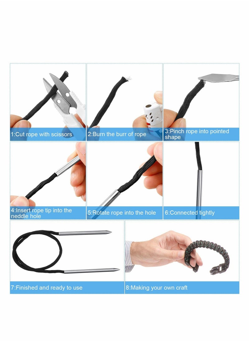 Generic - Paracord FID Set Stainless Steel Knotter Tools Marlinspike Set Paracord Stitching Lacing Stitching Needles and Smoothing Tool Knotter Tools for Leather or Paracord Work (Black) - Image 1