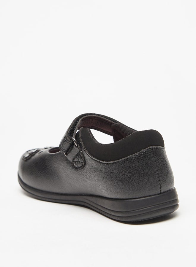 JUNIORS Flower Applique Mary Jane Shoes with Hook and Loop Closure - Image 2