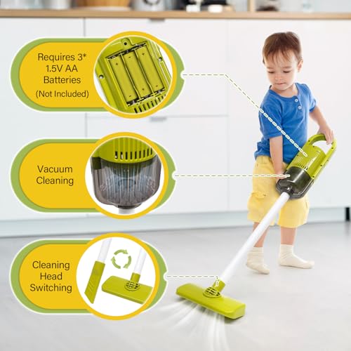 Dreamon Toddler Cleaning Set 14Pcs Kids Cleaning Toy Set with 2in1 Kids Vacuum That Really Works Pretend Home Cleaning Play Set for Toddler Age 37 Christmas Birthday Gift for Girls BoysBlue - Image 5