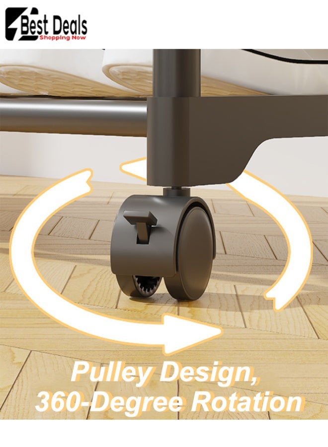 افضل العروض رف تخزين الملابس / الملابس من 2 صف 2 طبقة ؛ الطبقة السفلية للتخزين المكدس ، الطبقة العليا لتعليق الملابس ؛ خطافات مزدوجة الجانب ، مناسبة لتخزين الملابس والقبعات والحقائب - Image 4