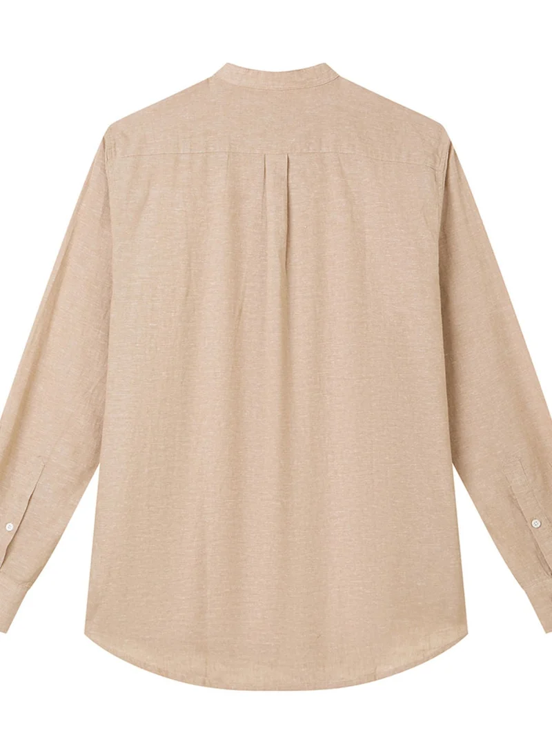 GIORDANO  Men's Linen Cotton Band Collar Shirt for Men | Best Price UAE