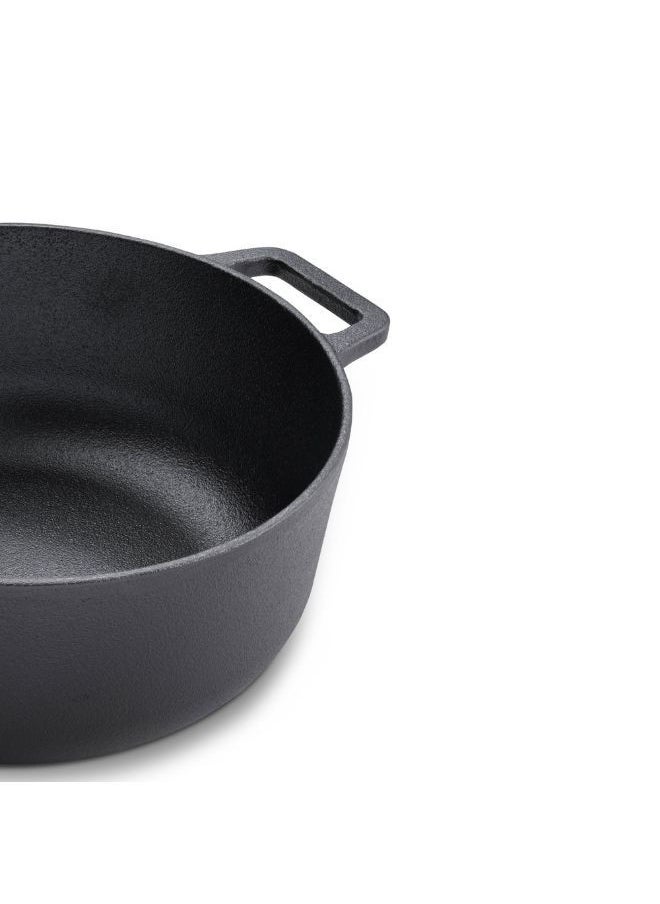 Prestige Prestige Cast Iron Casserole 20 CM | Induction Cooking Pot with Glass  Lid | Biryani Pot  with Heavy Bottom |Pre-Seasoned Cast Iron Cookware, Black - PR48896  - Image 3