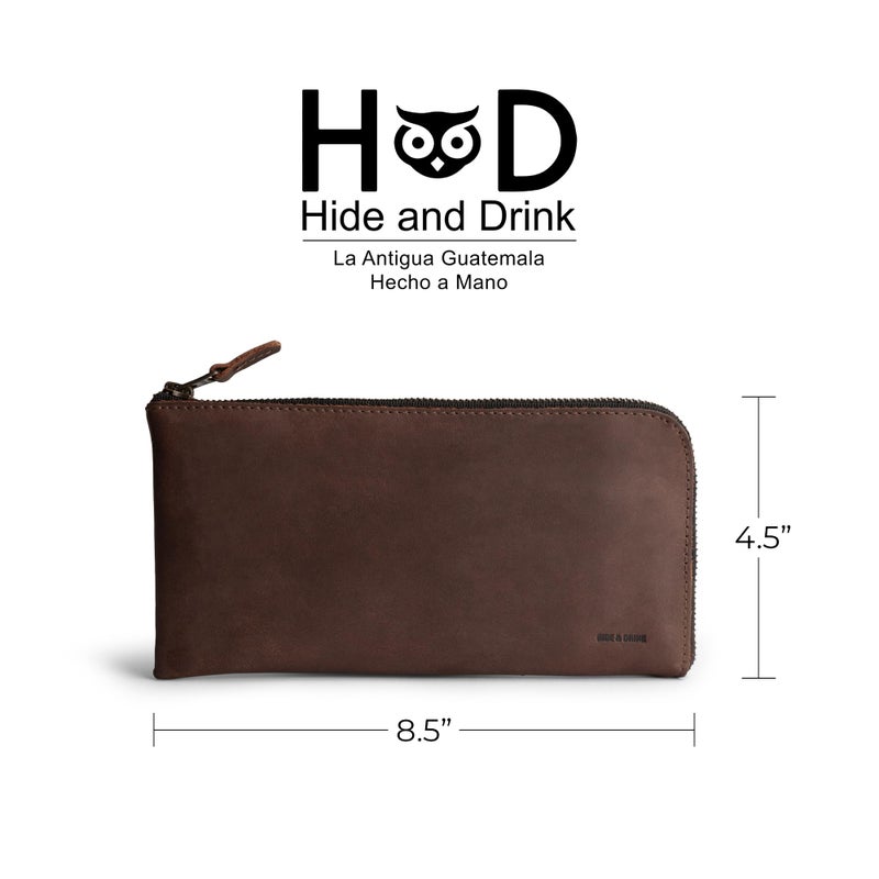 Hide & Drink, Leather Long Zippered Wallet, Holds Up to 8 Cards Plus Coins And Flat Bills, Phone Holder, Travel Essentials, Handmade (Bourbon Brown) - Image 4