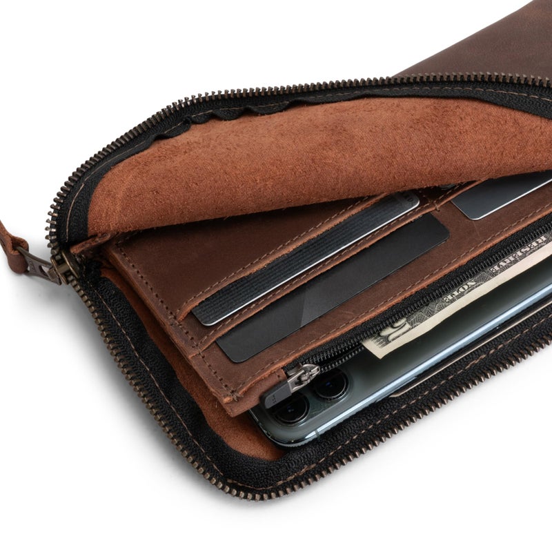 Hide & Drink, Leather Long Zippered Wallet, Holds Up to 8 Cards Plus Coins And Flat Bills, Phone Holder, Travel Essentials, Handmade (Bourbon Brown) - Image 3