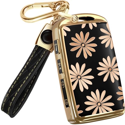 Lucrum Compatible with Mazda CX5 Key Fob Cover & Leather Keychain - TPU Keyfob Case for 3, 6, CX-5, CX-9, CX-30, CX-50, CX-70 (2019-2025) - Flower Vibe - Image 1