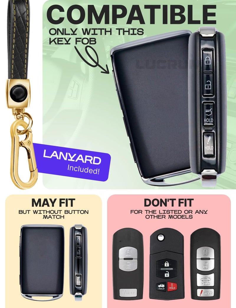 Lucrum Compatible with Mazda CX5 Key Fob Cover & Leather Keychain - TPU Keyfob Case for 3, 6, CX-5, CX-9, CX-30, CX-50, CX-70 (2019-2025) - Flower Vibe - Image 2