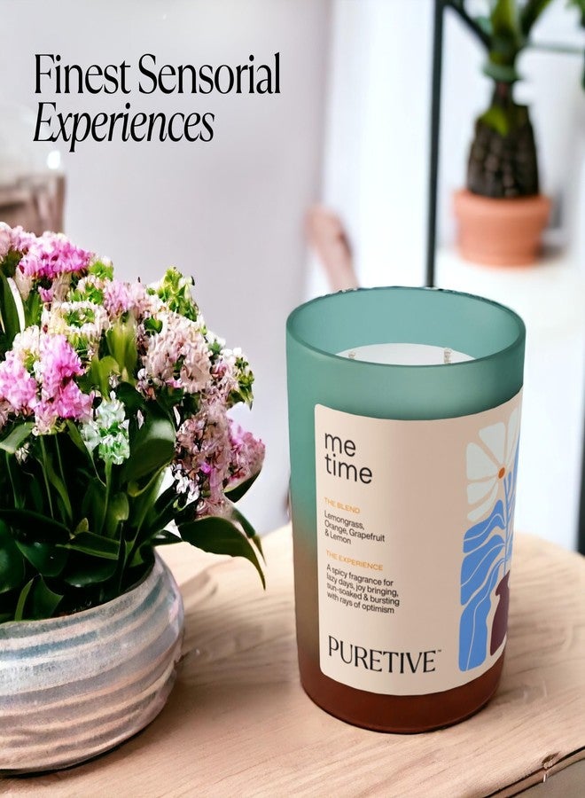 Puretive شمعة "متى وقتي" من بيورتيف | شاي أخضر، عشبة ليمون، ياسمين، مسك | شمعة معطرة مصنوعة من شمع الصويا النقي 100%، بفتيل مزدوج، تدوم حتى 35 ساعة، علاج عطري للاسترخاء، تخفيف التوتر، هدية مثالية، وديكور منزلي، وزن كبير 170 غرام - Image 2