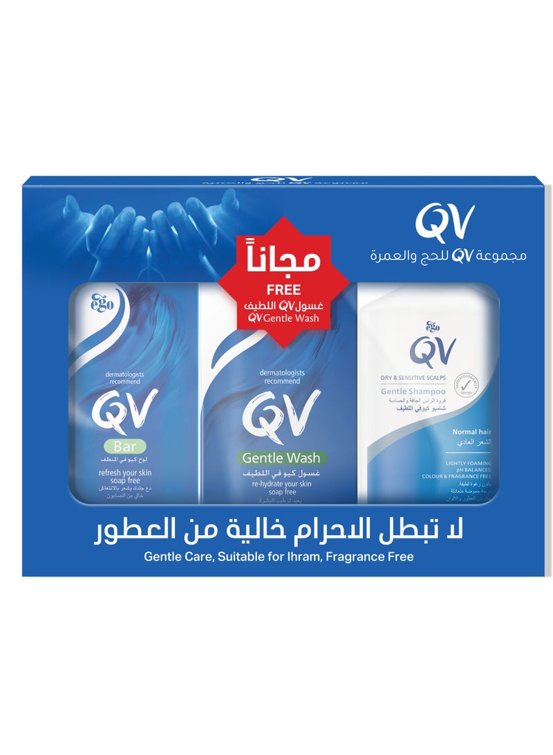 QV Hajj Kit Bar 100g + QV Gentle Shampoo 95 ml + QV Gentle Wash 40 ml white - Image 1
