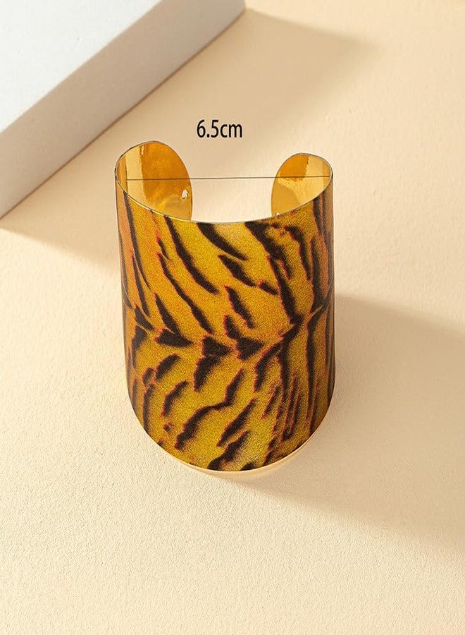 MarveBard Leopard Print Cuff Bracelet for Women Vintage Bohemian Leopards Print Bracelet Personality Adjustable Open Statement Bangle Bold Metal Wide Arm Jewelry (Leopard Print2) - Image 3