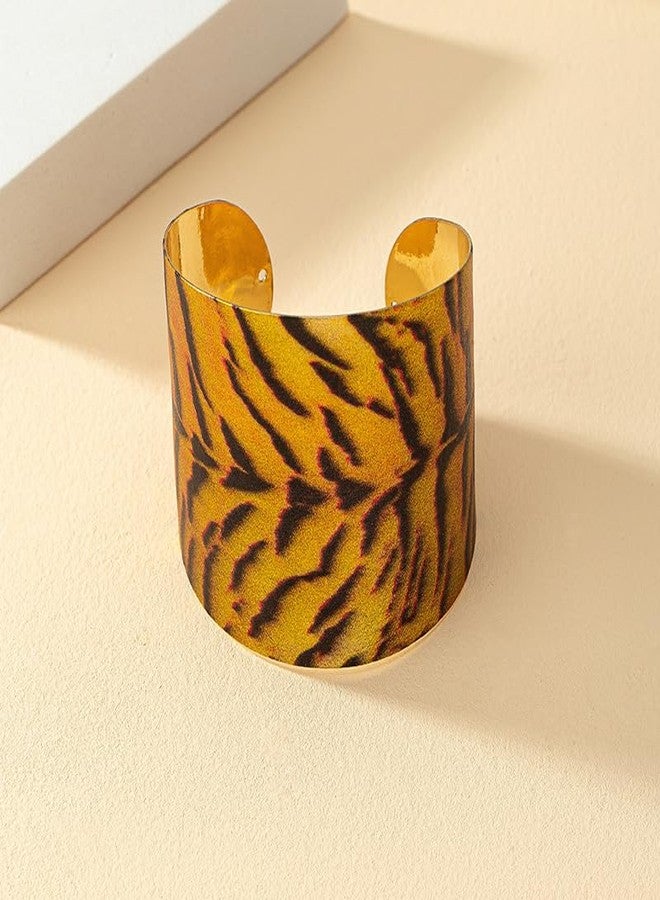 MarveBard Leopard Print Cuff Bracelet for Women Vintage Bohemian Leopards Print Bracelet Personality Adjustable Open Statement Bangle Bold Metal Wide Arm Jewelry (Leopard Print2) - Image 4