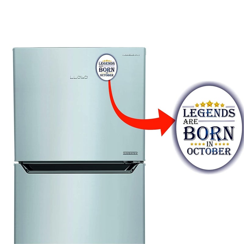 PICRAZEE PICRAZEE Legends are Born in October Happy Birthday Gift Combo Set 1 Printed 12 x 12 Satin Cushion with Filler 1 Coffee Mug 1 Fridge Magnet October CMF - Image 4