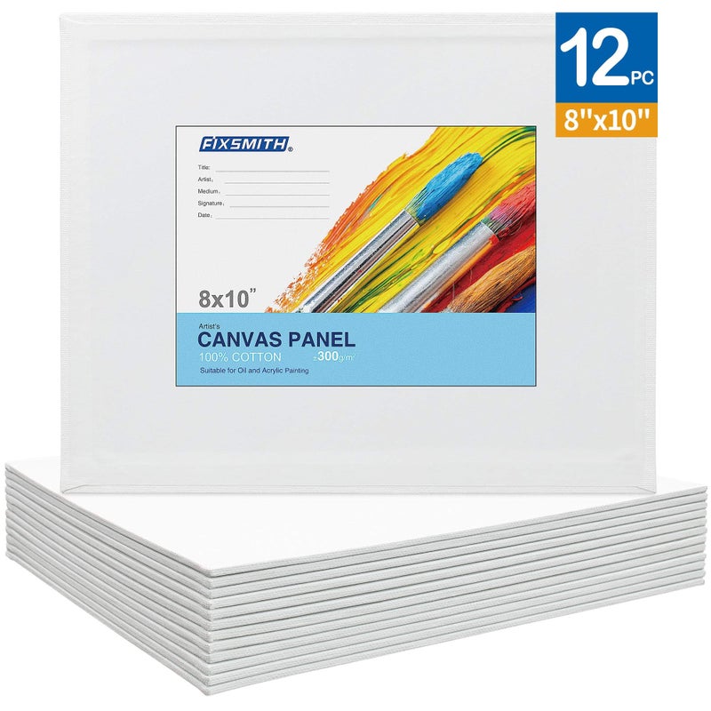 FIXSMITH Canvas Boards for Painting 8x10 Inch, Super Value 12 Pack White Blank Canvas Panels, 100% Cotton Primed, Painting Art Supplies for Professionals, Hobby Painters, Students & Kids - Image 2