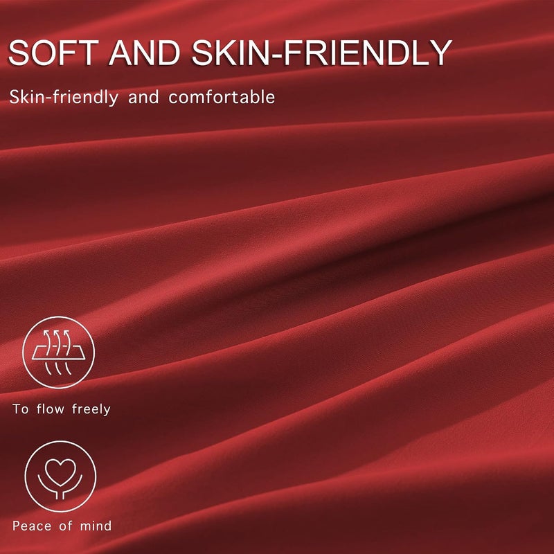Monbix King Size Comforter Set - 7 Pieces Bed in a Bag King, Bright Red Bedding Sets with Comforter, All Seasons Down Alternative Comforter Bed Set with Sheets, Pillowcases & Shams - Image 5