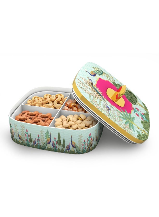 Trueware EVOGUE Luxury Storage container,Serving and Gift Set | BPA Free | Food Garde | Dry Fruit Serving | Diwali Gift | 350 ML Each Compartment Total 1400 ML - Image 2