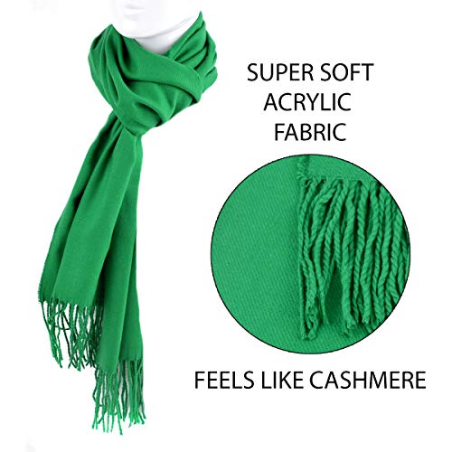 boxed-gifts Green Cold Weather Winter Scarf for Men & Women - Faux Cashmere Acrylic Long Soft Scarves - Image 3