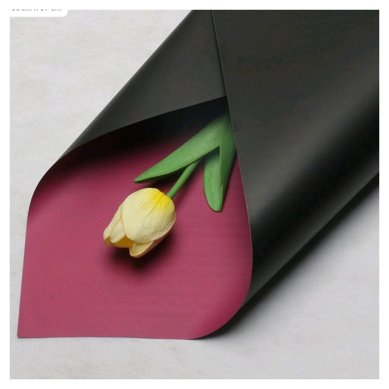 Velme craft 10 Sheets Flower Wrapping Paper, 22.8x22.8 inch/58x58cm Floral Bouquet Wrapping Paper Double Sided Color Flower Packing Paper for Wedding Graduation Valentine's Day(black and wine) (Black & wine) - Image 1