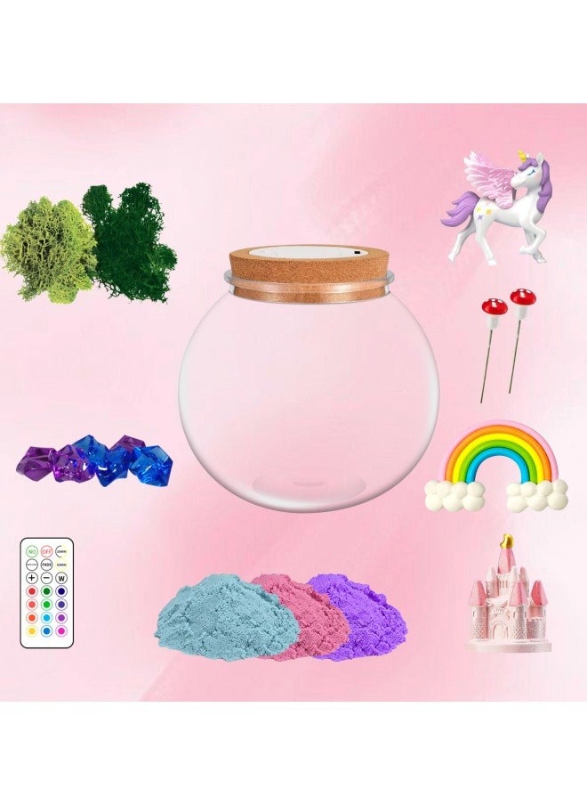 GGEROU - Unicorns Terrarium Gifts for Kids Girls, Light Up Terrarium Unicorns Toys for Girls, DIY Moon Lamp Arts and Crafts Birthday Gift for Children Age 4-12 (Unicorn) - Image 1
