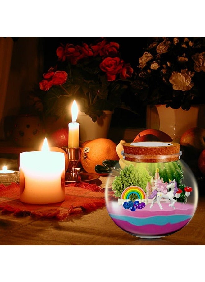 GGEROU - Unicorns Terrarium Gifts for Kids Girls, Light Up Terrarium Unicorns Toys for Girls, DIY Moon Lamp Arts and Crafts Birthday Gift for Children Age 4-12 (Unicorn) - Image 1