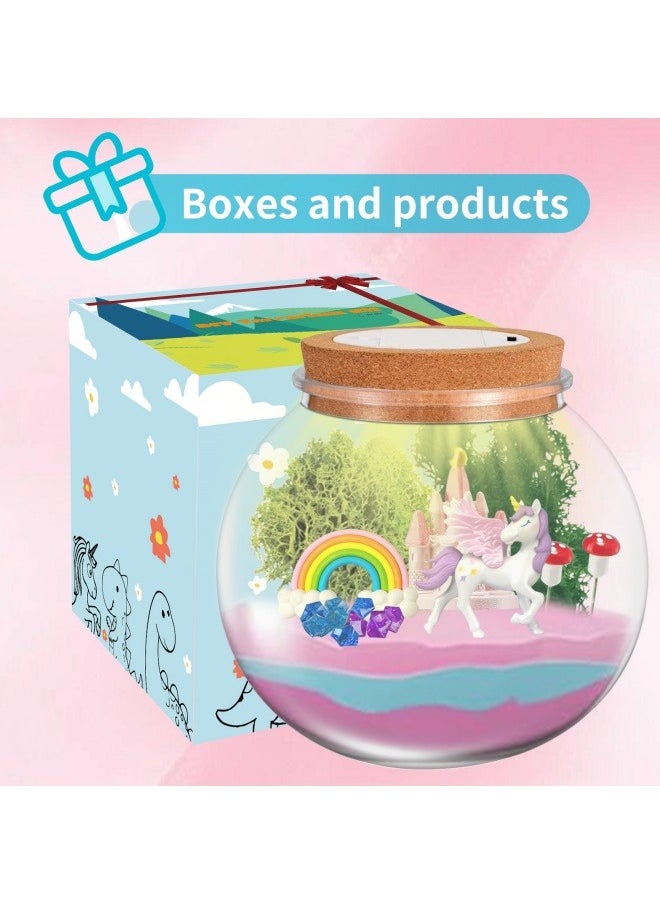 GGEROU - Unicorns Terrarium Gifts for Kids Girls, Light Up Terrarium Unicorns Toys for Girls, DIY Moon Lamp Arts and Crafts Birthday Gift for Children Age 4-12 (Unicorn) - Image 1