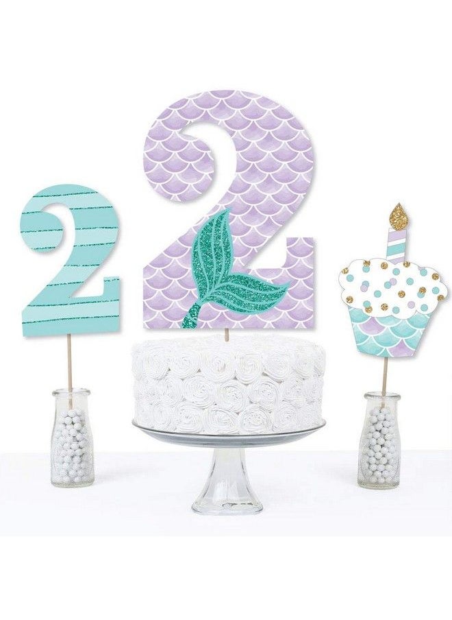Big Dot of Happiness 2Nd Birthday Let Be Mermaids Second Birthday Party Centerpiece Sticks Table Toppers Set Of 15  - Image 4