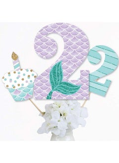 Big Dot of Happiness 2Nd Birthday Let Be Mermaids Second Birthday Party Centerpiece Sticks Table Toppers Set Of 15  - Image 3