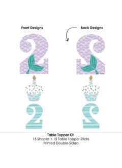 Big Dot of Happiness 2Nd Birthday Let Be Mermaids Second Birthday Party Centerpiece Sticks Table Toppers Set Of 15  - Image 5