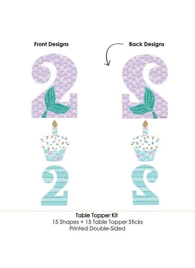 Big Dot of Happiness 2Nd Birthday Let Be Mermaids Second Birthday Party Centerpiece Sticks Table Toppers Set Of 15  - Image 5