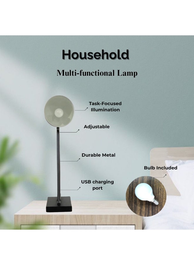 Durable Metal LED Desk Lamp & Wall Light 3-in-1, Multi-functional Adjustable Task Lamp with Wireless Phone Charger, USB Port & Bulb Included for Office, Study, and Bedside - Image 1