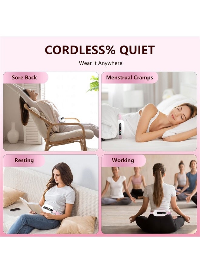 voligo Portable Cordless Heating Pad, Heating Pad for Back Pain with 3 Heat Levels & 3 Vibration Massage Modes, Portable Electric Fast Heating Belly Wrap Belt for Women and Girl(White) - Image 5