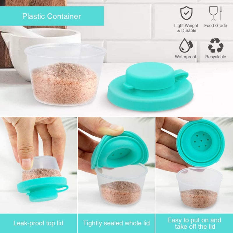 Sophico Small Salt And Pepper Shakers Set With Moisture Proof Sinlicone Lids  4.5Oz Mini Spice Shaker To Go For Camping Travel Picnic Lunch Boxes (Mint & Grey  Small & Medium) - Image 2