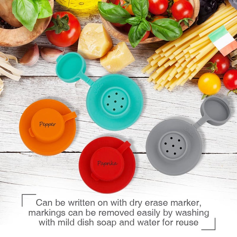 Sophico Small Salt And Pepper Shakers Set With Moisture Proof Sinlicone Lids  4.5Oz Mini Spice Shaker To Go For Camping Travel Picnic Lunch Boxes (Mint & Grey  Small & Medium) - Image 3