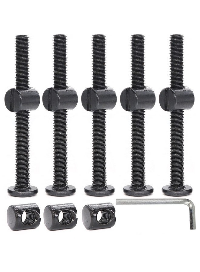 cSeao 10-Pack M6 70mm Black Socket Cap Screws Barrel Nuts Set for Furniture Crib Chairs Baby Bed - Image 1