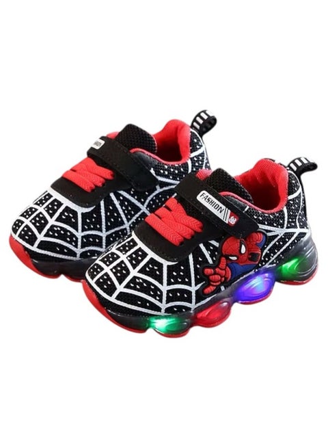 Kids Light-Up Sneakers for Boys – LED Casual Sport Shoes, Breathable Comfortable Children’s Shoes- Black