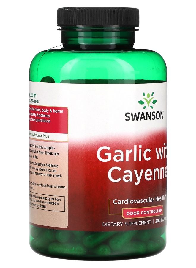 SWANSON Garlic with Cayenne  200 Capsules - Image 2
