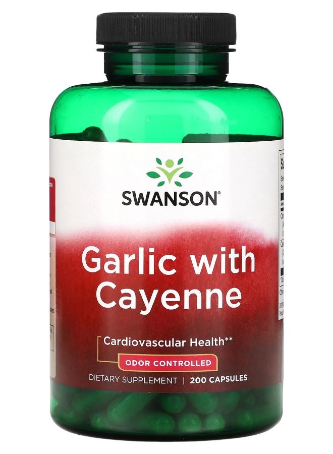 SWANSON Garlic with Cayenne  200 Capsules - Image 1