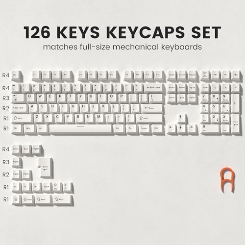 dagaladoo Double Shot PBT keycaps Set, Retro Milky White Keyboard caps,Cherry Profile Keycaps 60 65 75 100 Percent, Custom keycaps for Mechanical Keyboard Gaming(61/64/68/84/87/100/104/108) - Image 2