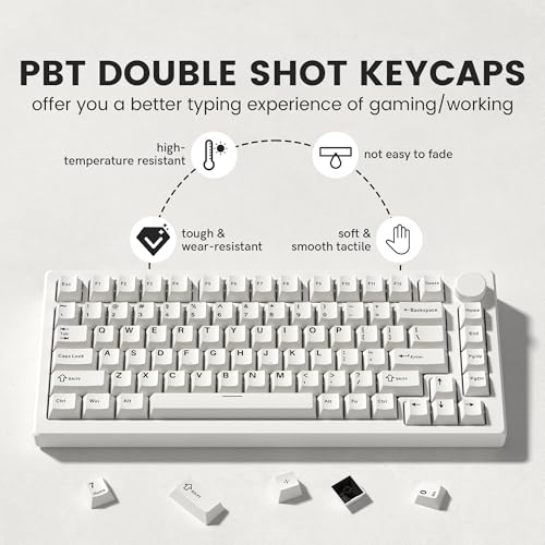 dagaladoo Double Shot PBT keycaps Set, Retro Milky White Keyboard caps,Cherry Profile Keycaps 60 65 75 100 Percent, Custom keycaps for Mechanical Keyboard Gaming(61/64/68/84/87/100/104/108) - Image 3