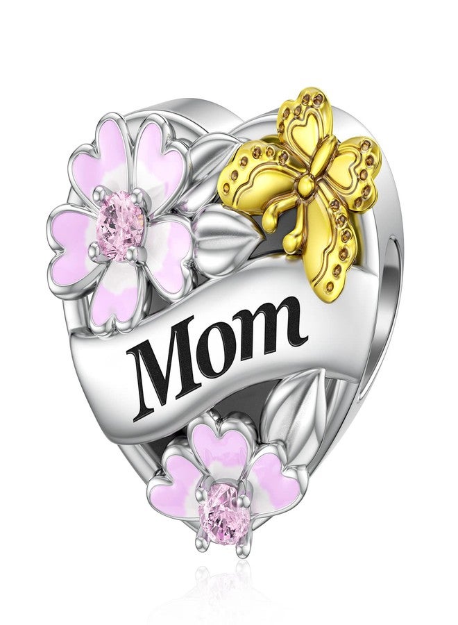 DALARAN 925 Mother Charms Fit Pandora Charms Mom Love Heart Bead Butterfly and Flower Mother's Day Present for Women - Image 1