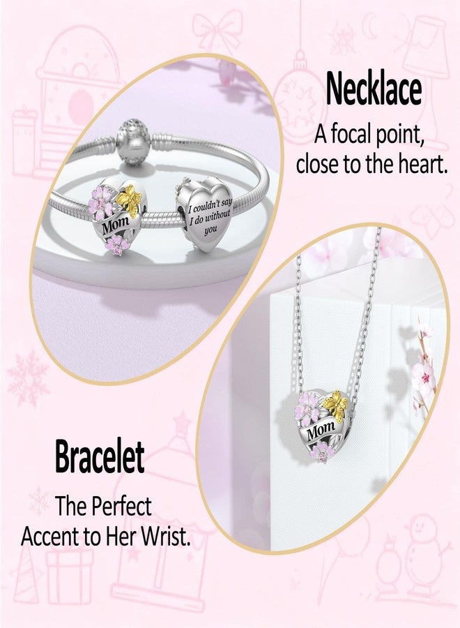 DALARAN 925 Mother Charms Fit Pandora Charms Mom Love Heart Bead Butterfly and Flower Mother's Day Present for Women - Image 3
