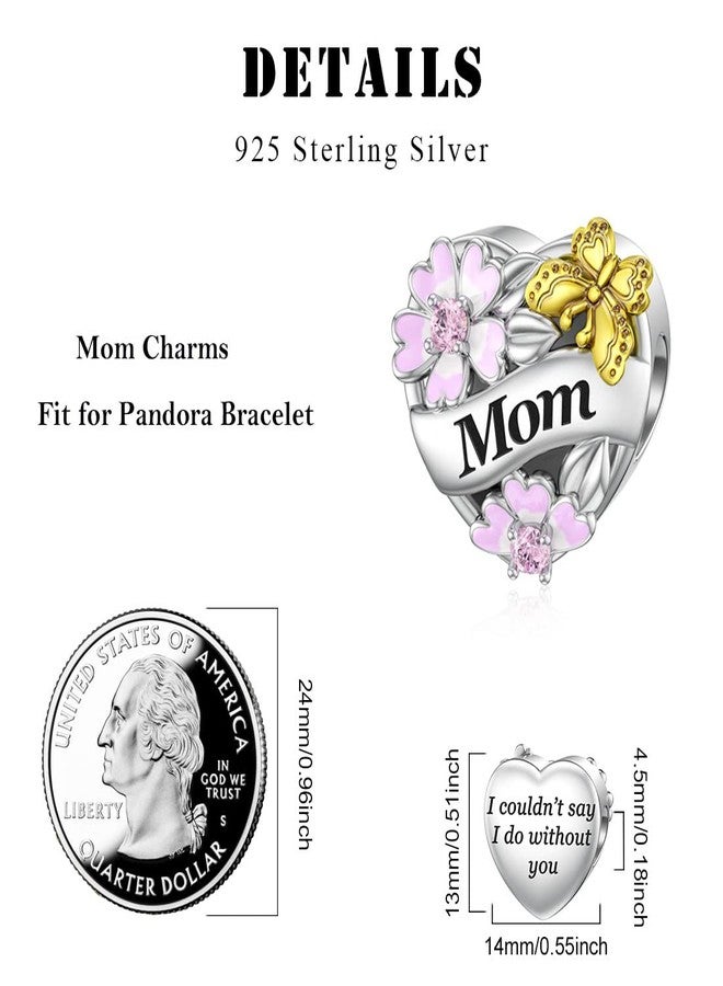 DALARAN 925 Mother Charms Fit Pandora Charms Mom Love Heart Bead Butterfly and Flower Mother's Day Present for Women - Image 5