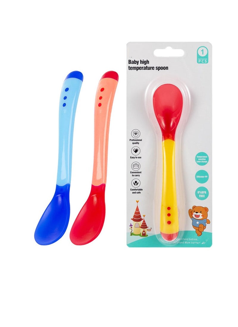 Set of 3 baby feeding training spoons with red baby temperature spoons