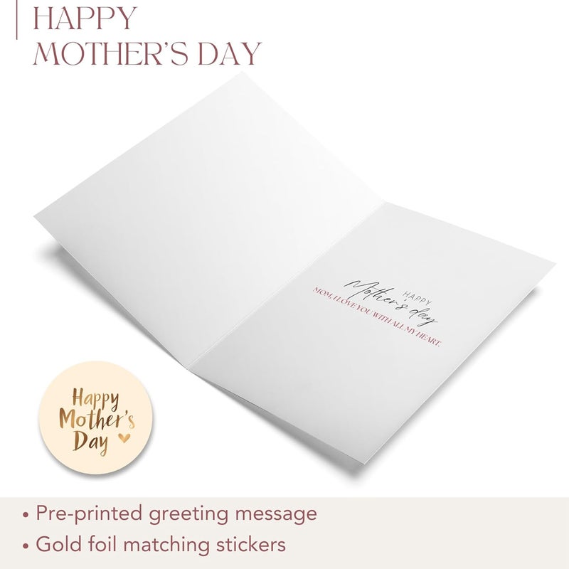 Paper Play Tulip Mother's Day Card - Botanical Floral Design Happy Mother's Day Card for Mom, 5"x7" Foldable - Image 3