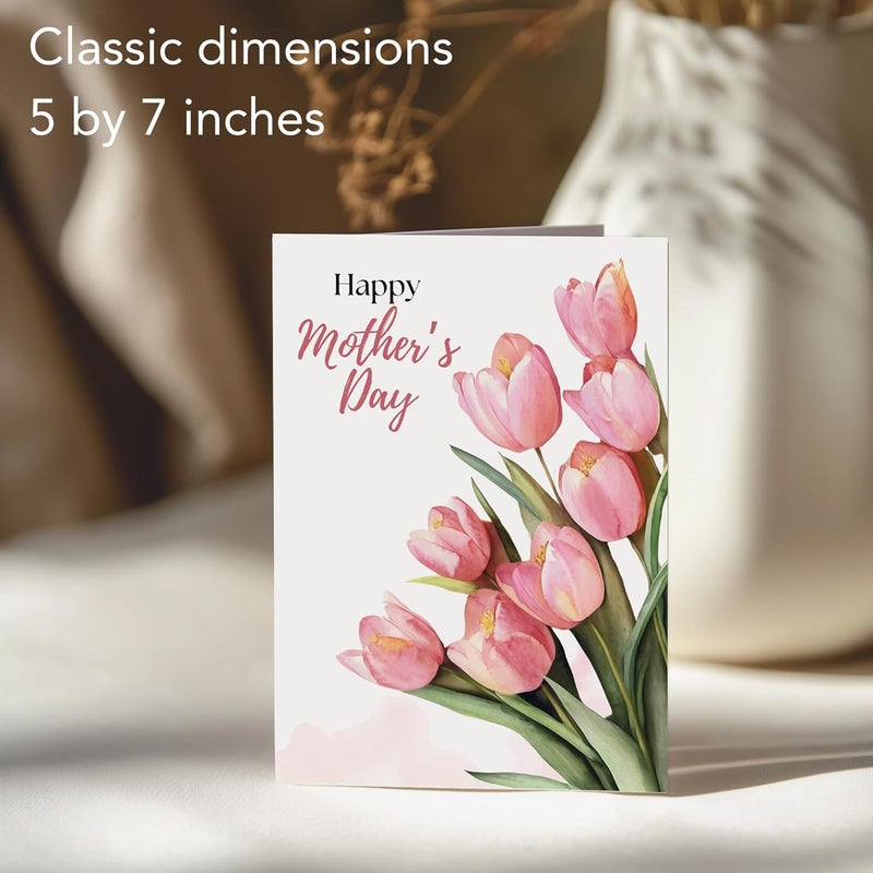 Paper Play Tulip Mother's Day Card - Botanical Floral Design Happy Mother's Day Card for Mom, 5"x7" Foldable - Image 2