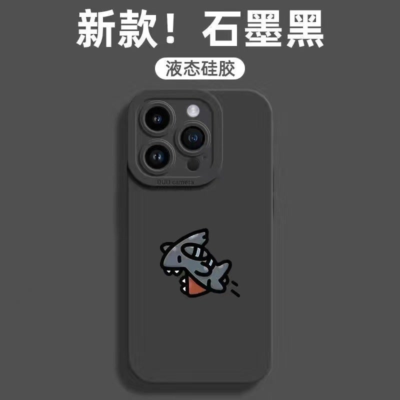 Small Fire Dragon Shark Apple 15 Mobile Phone Shell for iPhone13/14Promax Couple Shell 11 Straight Edge 12 - Image 3