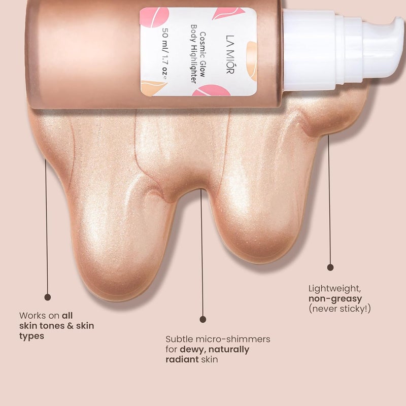 LAMIOR LA MIOR Cosmic Glow Body Highlighter Starlight Liquid Highlighter for Body Flawless Radiance LitfromWithin Blurs Imperfections Transfer Sweat Proof Clean 50ml - Image 4